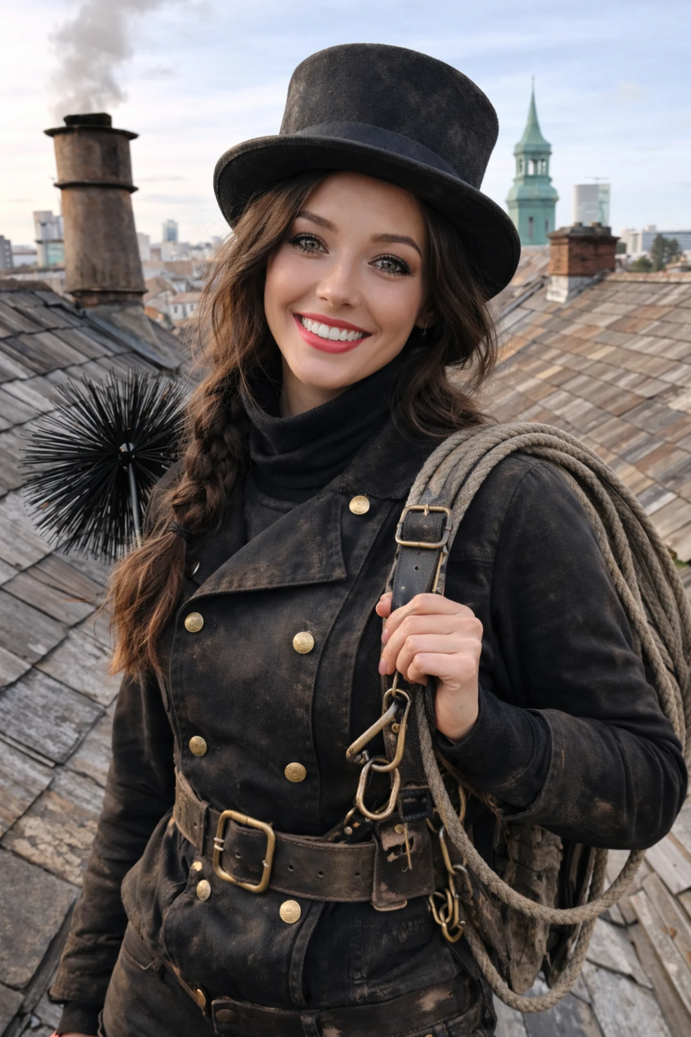Kominárka na streche – profesionálna fotografia